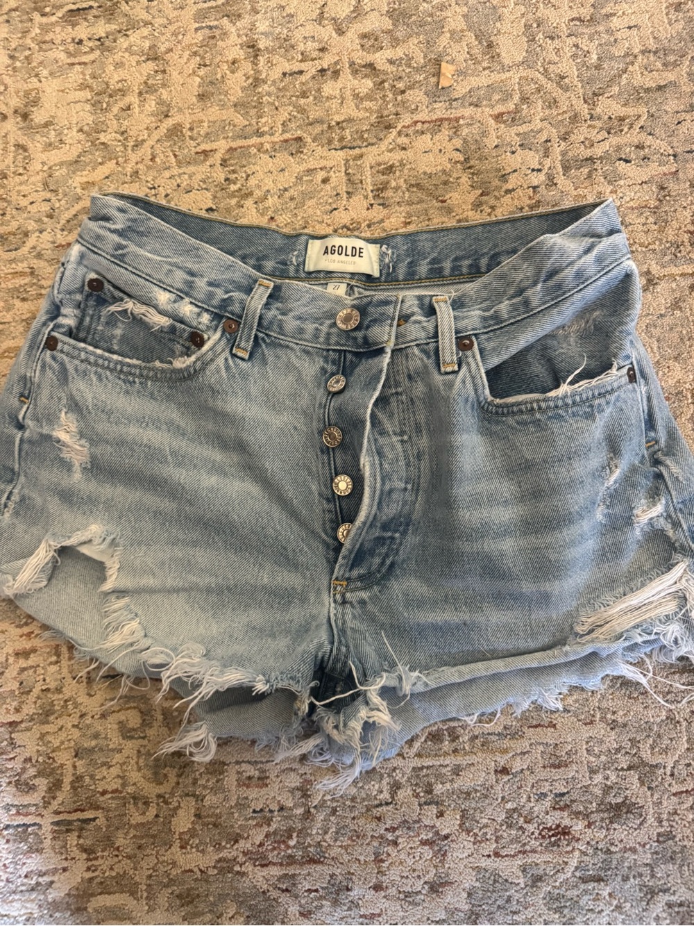 AGOLDE Parker Light Blue Distressed Denim Shorts sz 27